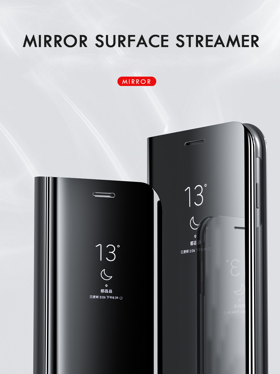 Bakeey-for-Xiaomi-Redmi-Note-10-Redmi-Note-10S-Case-Foldable-Flip-Plating-Mirror-Window-View-Shockpr-1846597-3