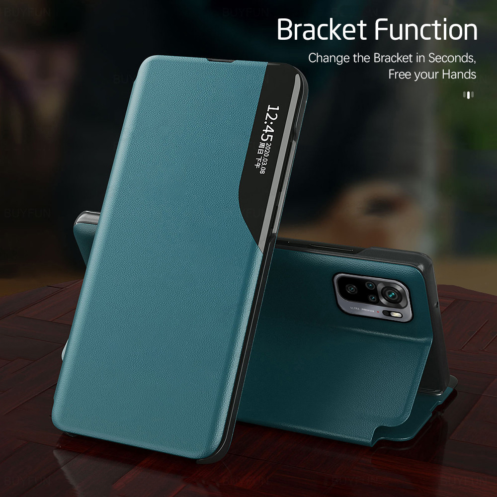 Bakeey-for-Xiaomi-Redmi-Note-10-Redmi-Note-10S-Case-Magnetic-Flip-Smart-Sleep-Window-View-Shockproof-1846599-4