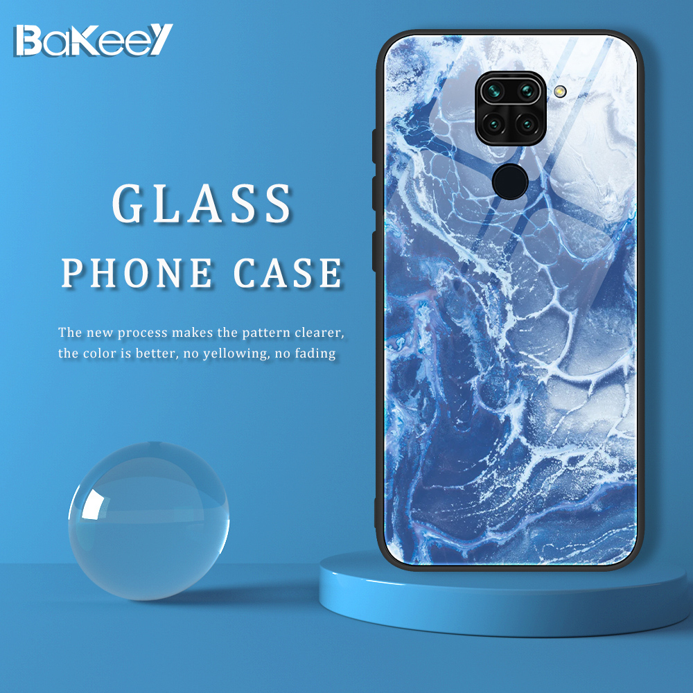 Bakeey-for-Xiaomi-Redmi-Note-9--Redmi-10X-4G-Case-Marble-Pattern-Colorful-Tempered-Glass-Shockproof--1735281-1