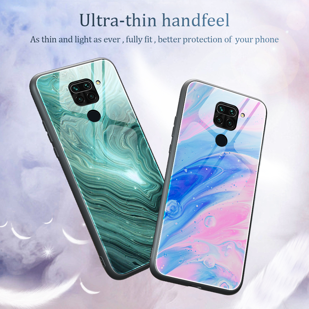 Bakeey-for-Xiaomi-Redmi-Note-9--Redmi-10X-4G-Case-Marble-Pattern-Colorful-Tempered-Glass-Shockproof--1735281-2