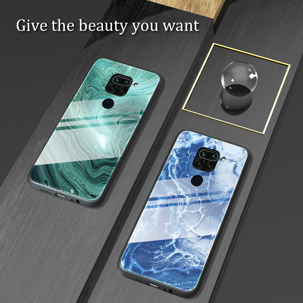 Bakeey-for-Xiaomi-Redmi-Note-9--Redmi-10X-4G-Case-Marble-Pattern-Colorful-Tempered-Glass-Shockproof--1735281-6