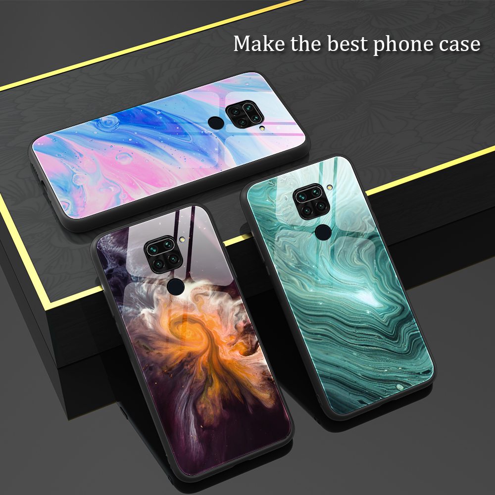 Bakeey-for-Xiaomi-Redmi-Note-9--Redmi-10X-4G-Case-Marble-Pattern-Colorful-Tempered-Glass-Shockproof--1735281-7
