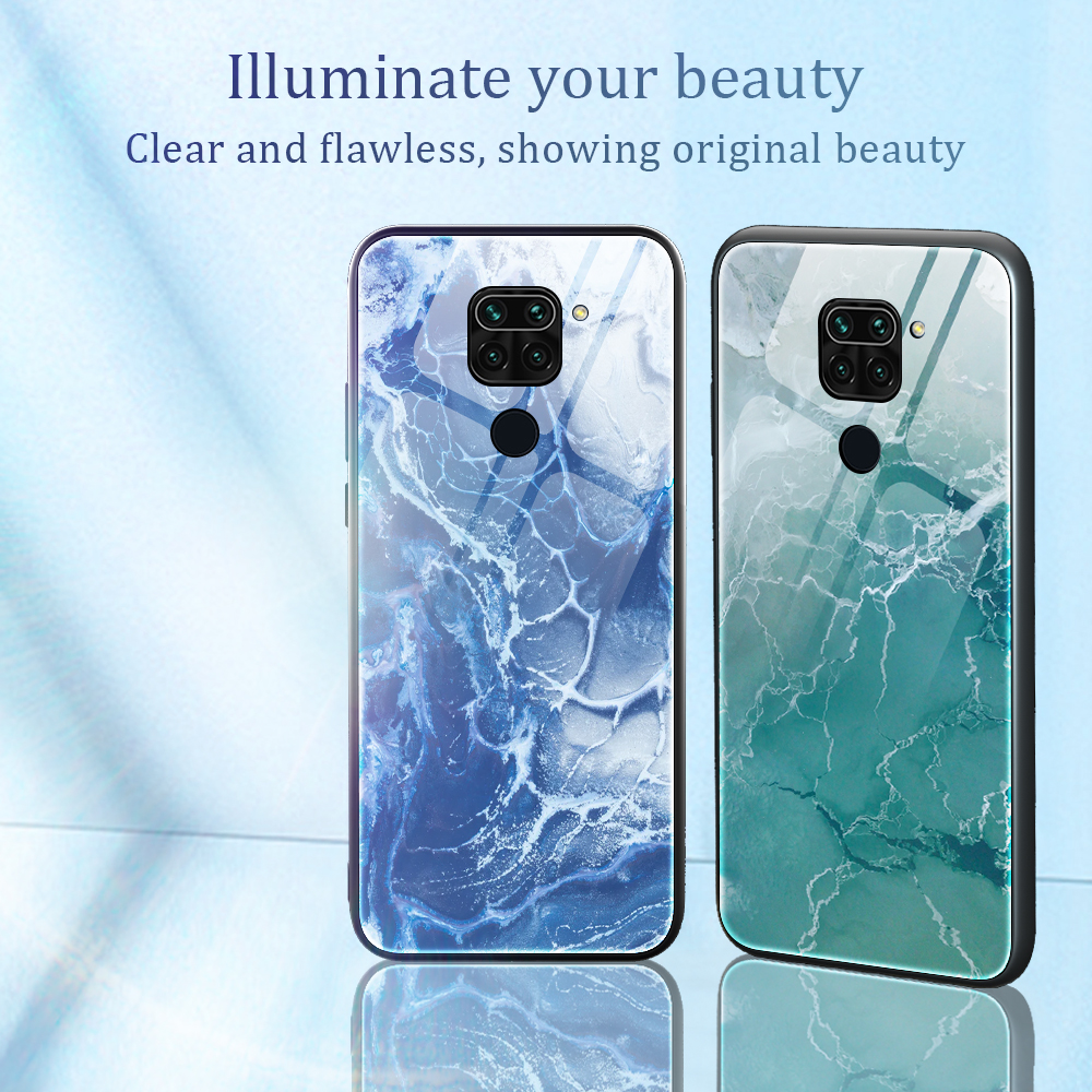 Bakeey-for-Xiaomi-Redmi-Note-9--Redmi-10X-4G-Case-Marble-Pattern-Colorful-Tempered-Glass-Shockproof--1735281-8