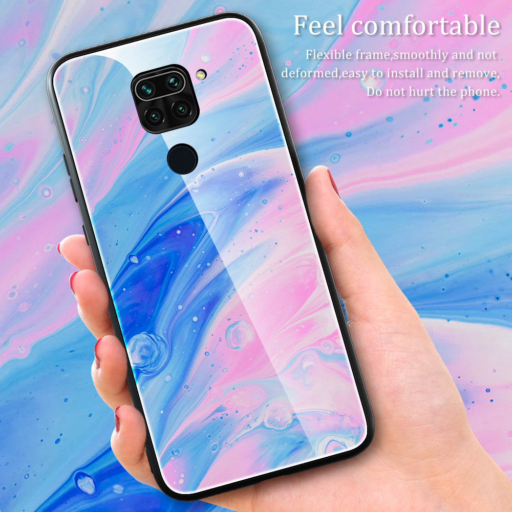 Bakeey-for-Xiaomi-Redmi-Note-9--Redmi-10X-4G-Case-Marble-Pattern-Colorful-Tempered-Glass-Shockproof--1735281-9