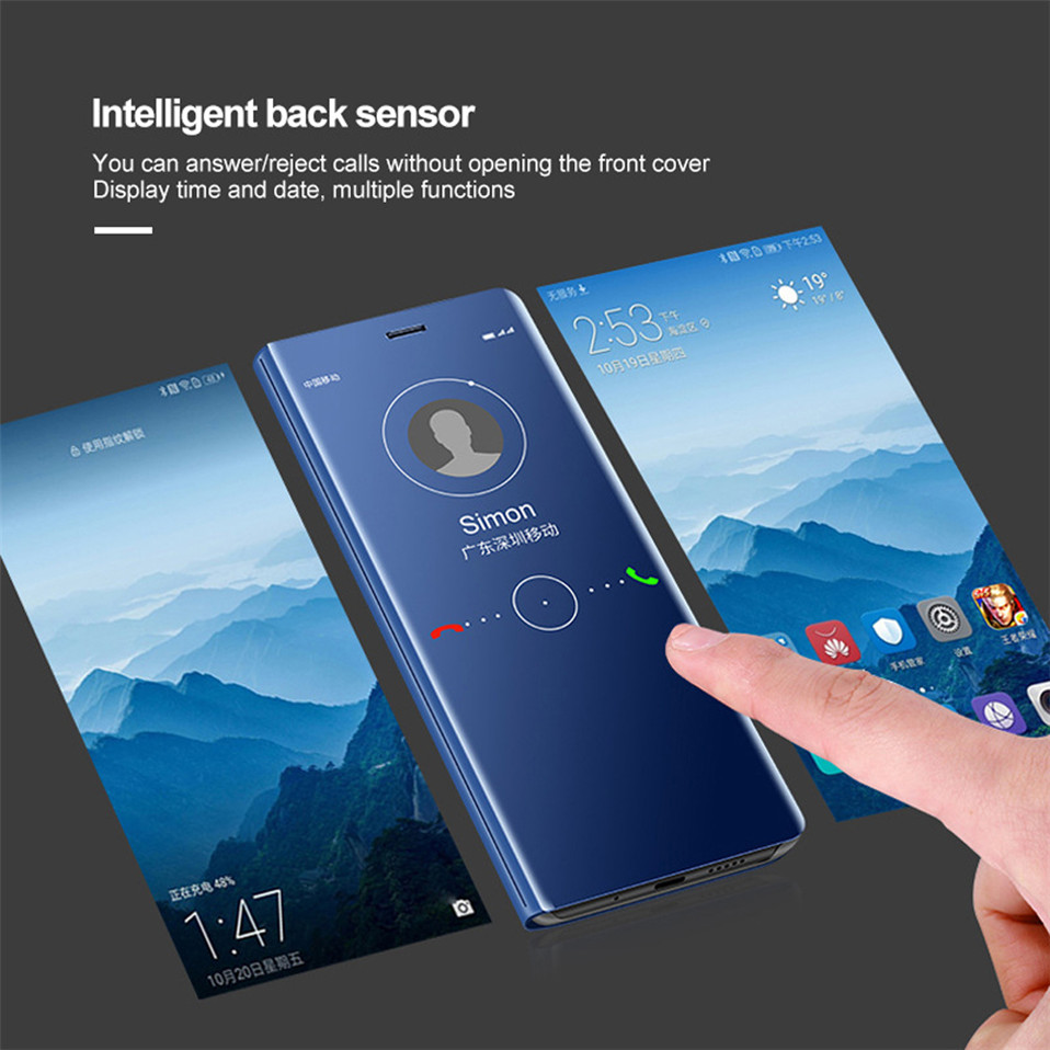 Bakeey-for-Xiaomi-Redmi-Note-9-Case-Plating-Mirror-Window-Shockproof-Flip-Full-Cover-Protective-Case-1690416-4