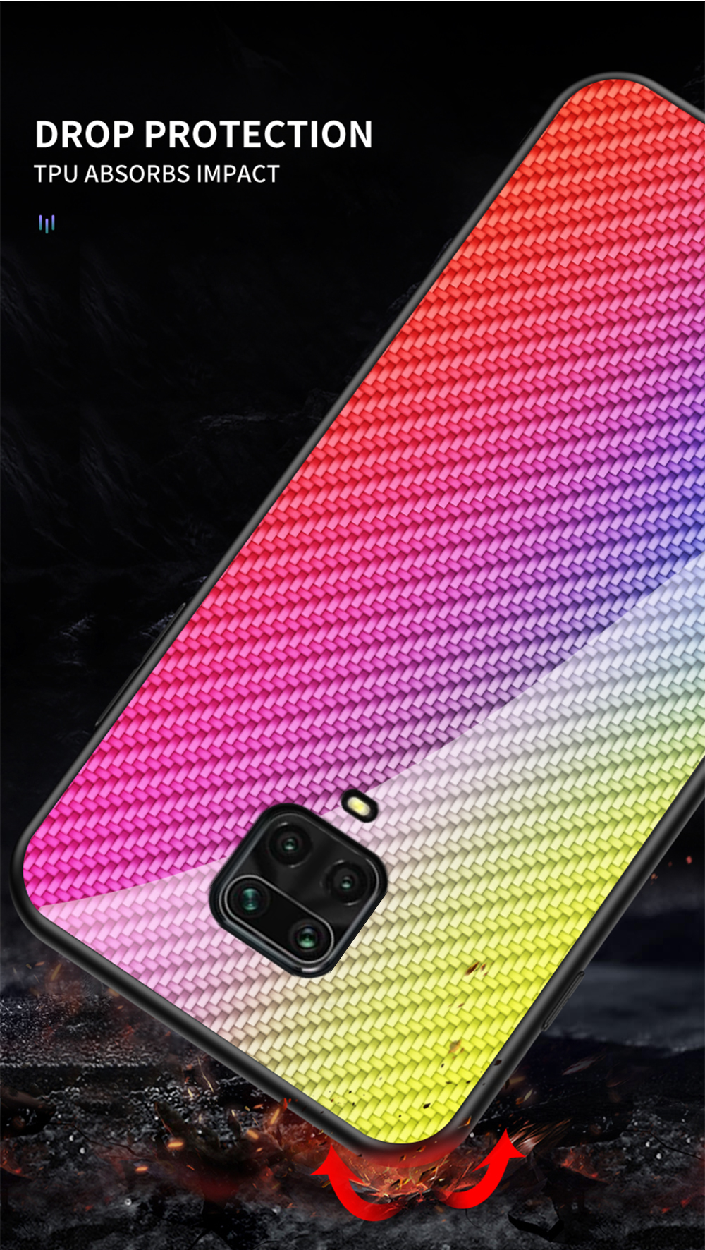 Bakeey-for-Xiaomi-Redmi-Note-9S--Redmi-Note-9-Pro-Case-Carbon-Fiber-Pattern-Gradient-Color-Tempered--1707247-11