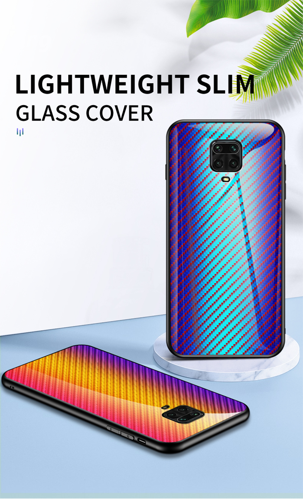 Bakeey-for-Xiaomi-Redmi-Note-9S--Redmi-Note-9-Pro-Case-Carbon-Fiber-Pattern-Gradient-Color-Tempered--1707247-3