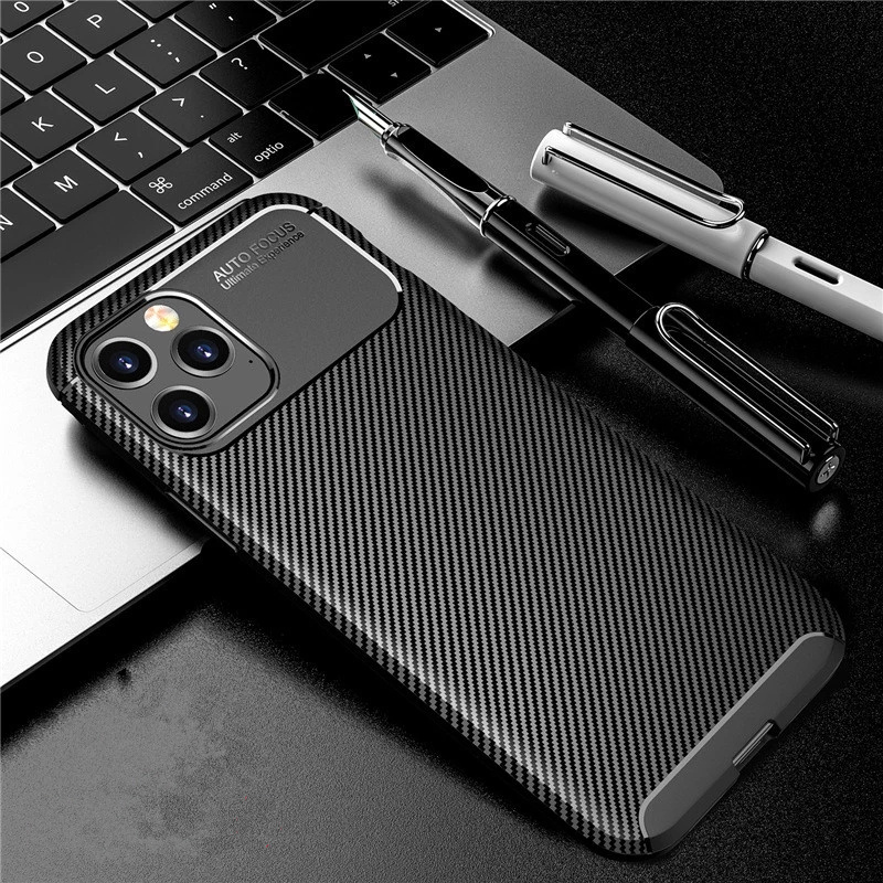 Bakeey-for-iPhone-12-12-Pro-61quot-Case-Luxury-Carbon-Fiber-Pattern-with-Lens-Protector-Shockproof-S-1782453-9