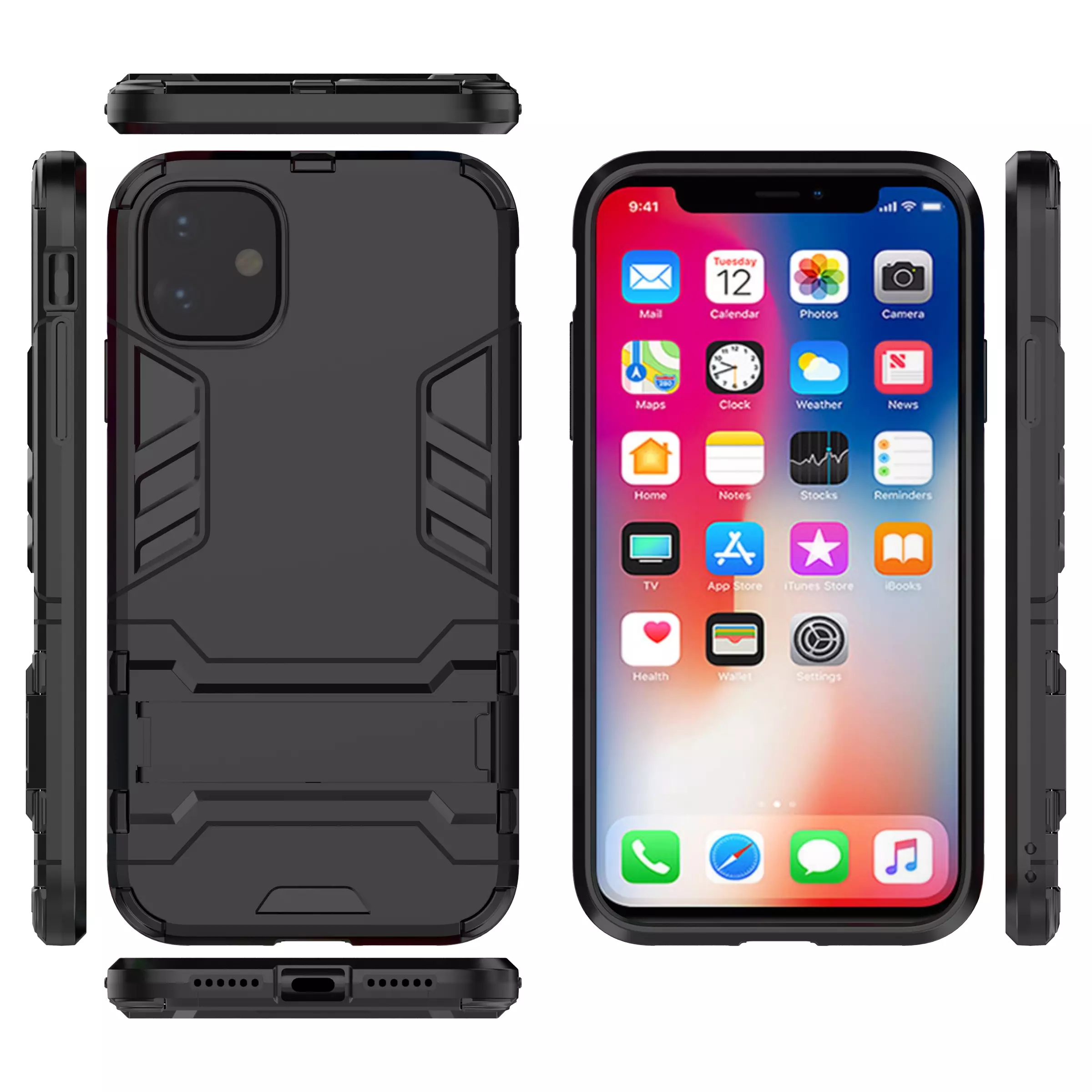 Bakeey-for-iPhone-12-For-iPhone-12-Pro-61quot-Case-Armor-Shockproof-with-Stand-Holder-Back-Cover-Pro-1756243-4