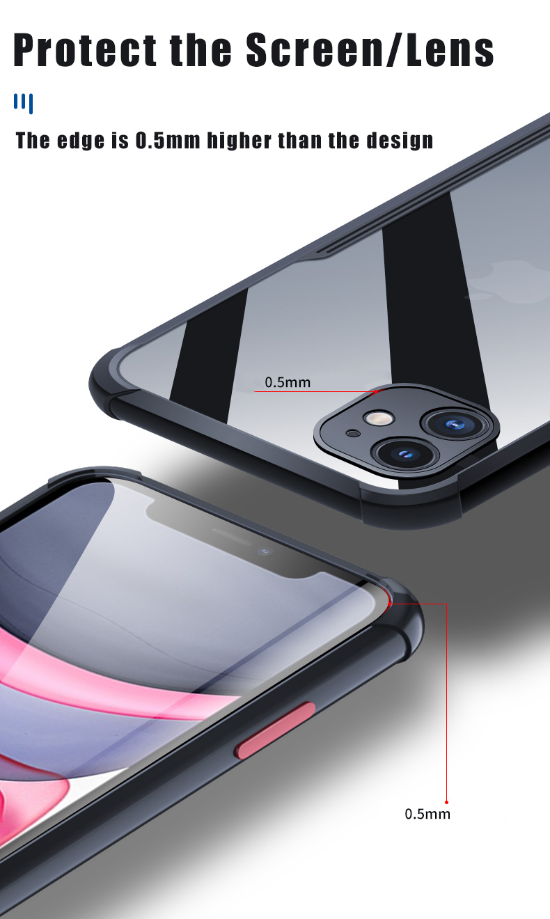 Bakeey-for-iPhone-12-Mini-Case-Bumpers-with-Lens-Protector-Transparent-HD-Clear-Acrylic--TPU-Frame-S-1774959-5