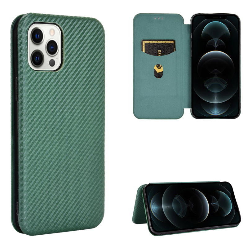 Bakeey-for-iPhone-12-Pro--12--12-Mini--12-Pro-Max-Case-Carbon-Fiber-Pattern-Flip-with-Card-Slot-Stan-1777267-12