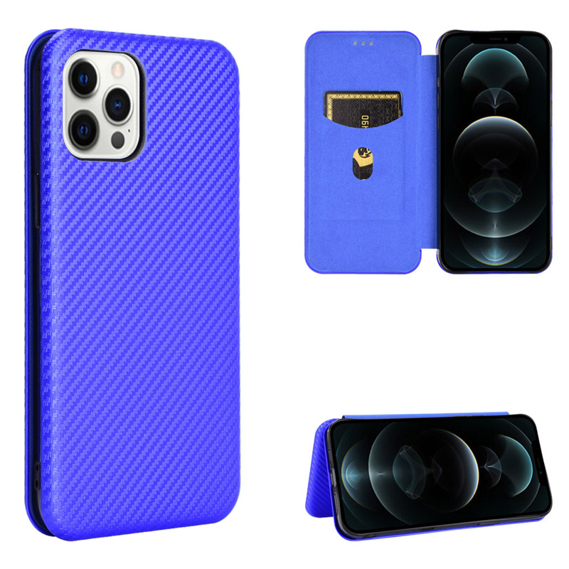 Bakeey-for-iPhone-12-Pro--12--12-Mini--12-Pro-Max-Case-Carbon-Fiber-Pattern-Flip-with-Card-Slot-Stan-1777267-14