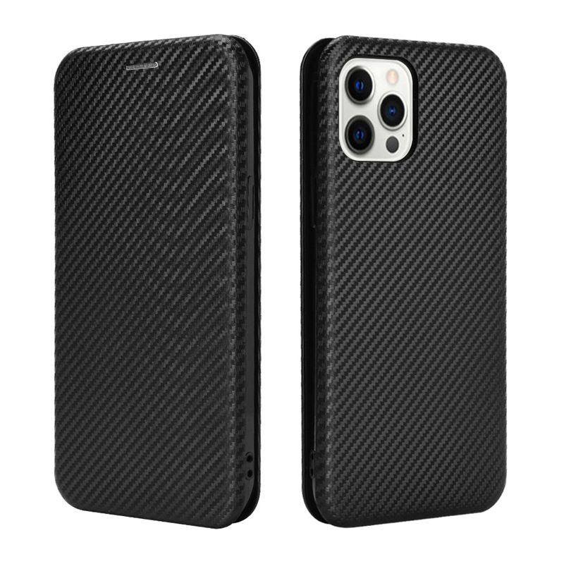 Bakeey-for-iPhone-12-Pro--12--12-Mini--12-Pro-Max-Case-Carbon-Fiber-Pattern-Flip-with-Card-Slot-Stan-1777267-6