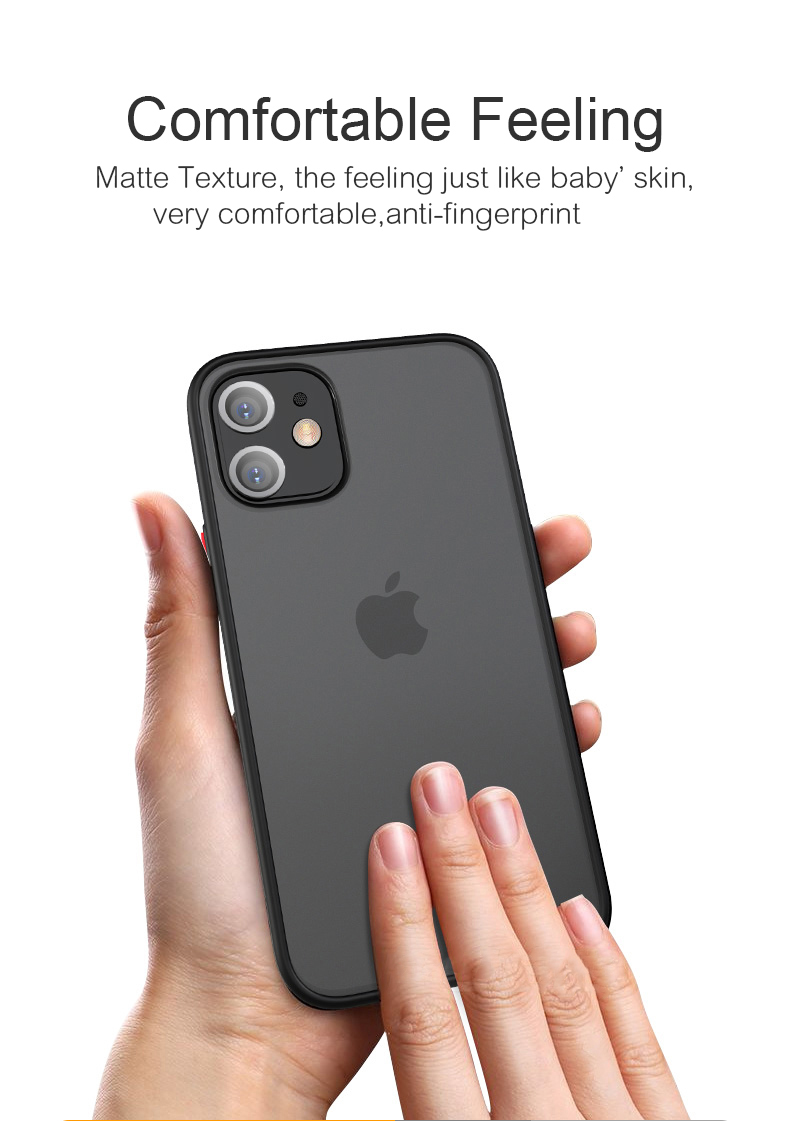 Bakeey-for-iPhone-12-Pro--12-Case-Shockproof-Anti-Fingerprint-Matte-Translucent-Hard-PC--Soft-TPU-Ed-1770267-5
