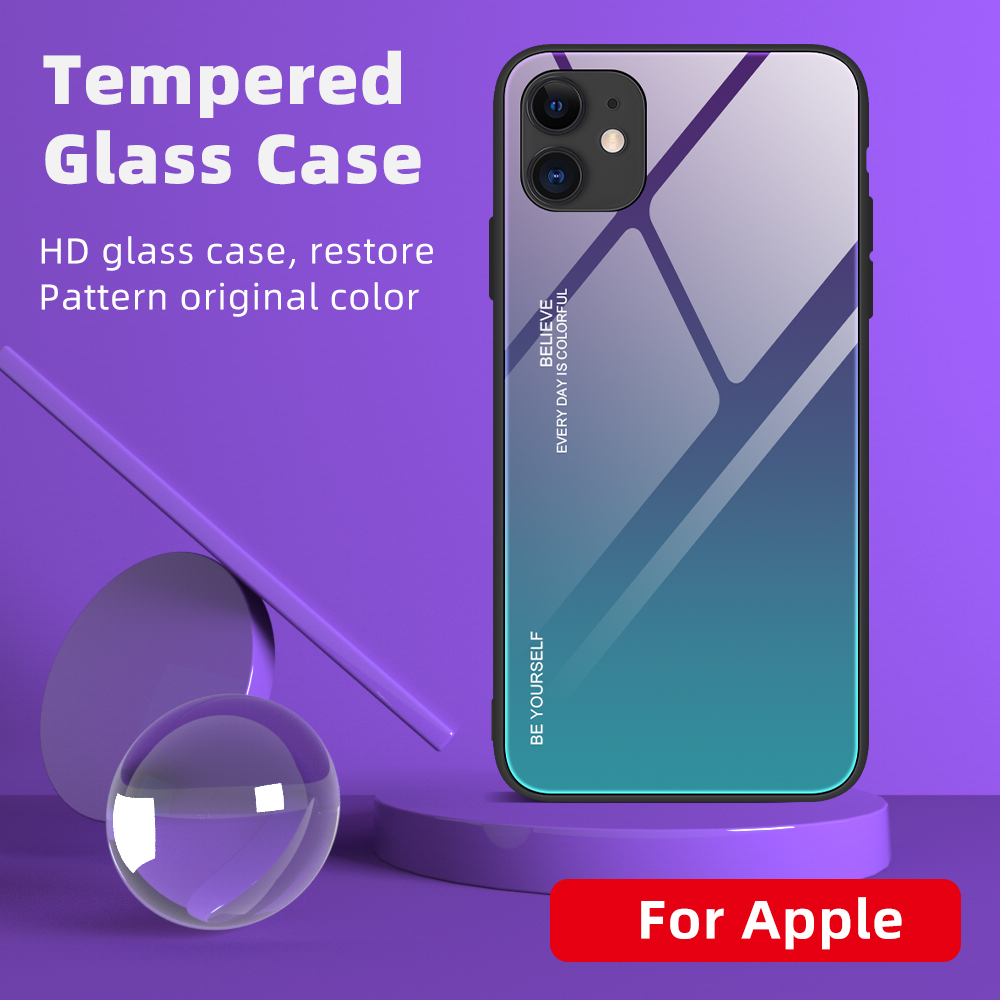 Bakeey-for-iPhone-12-for-iPhone-12-Pro-61-inch-Case-Gradient-Color-Tempered-Glass-Shockproof-Scratch-1754902-4