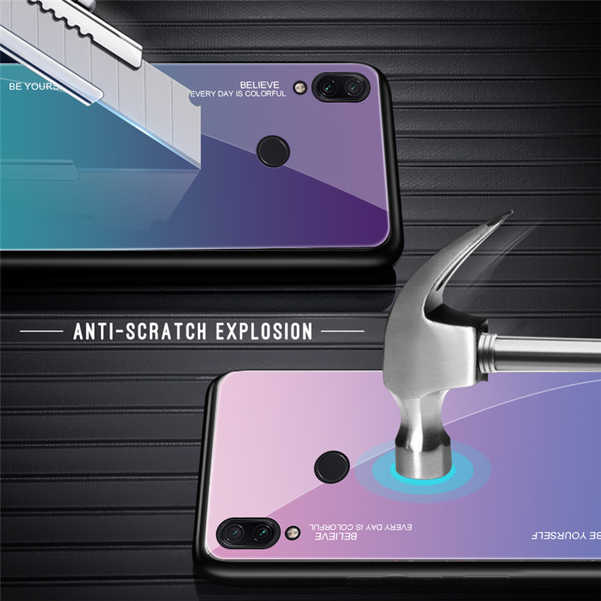 Bakeeytrade-Gradient-Color-Tempered-Glass--Soft-TPU-Back-Cover-Protective-Case-for-Xiaomi-Redmi-Note-1439367-2