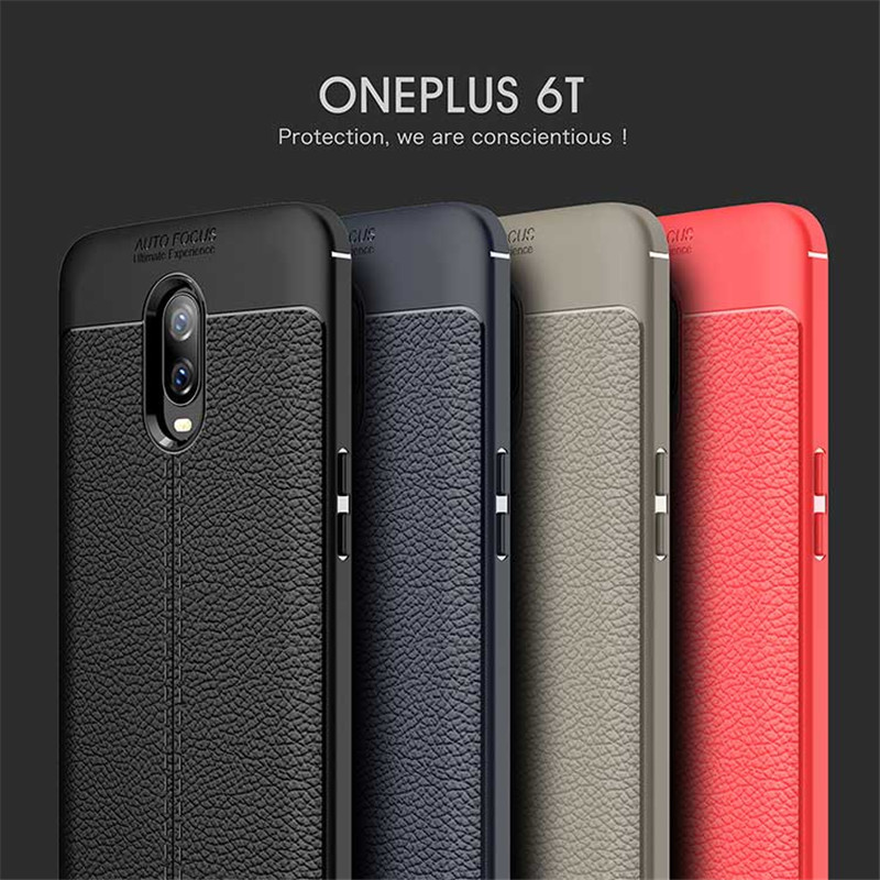 Bakeeytrade-Litchi-Pattern-Shockproof-Soft-TPU-Back-Cover-Protective-Case-for-OnePlus-6T-1390958-1