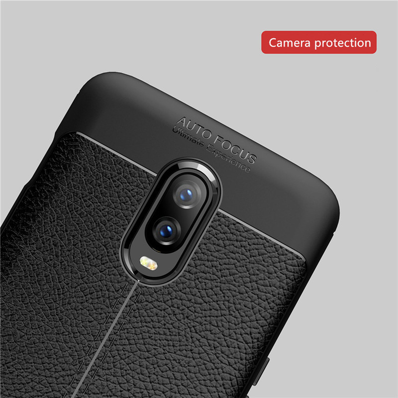 Bakeeytrade-Litchi-Pattern-Shockproof-Soft-TPU-Back-Cover-Protective-Case-for-OnePlus-6T-1390958-5