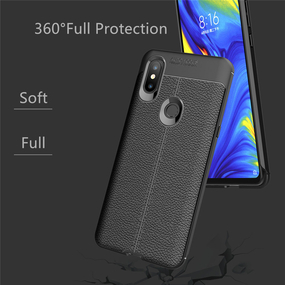 Bakeeytrade-Litchi-Pattern-Shockproof-Soft-TPU-Back-Cover-Protective-Case-for-Xiaomi-Mi-Mix-3-Non-or-1483858-2