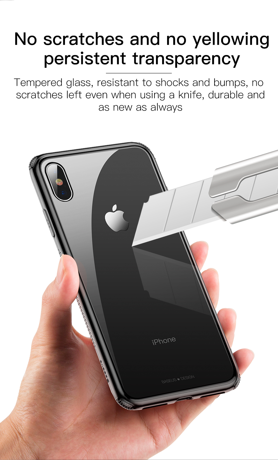Baseus-Protective-Case-For-iPhone-XS-Clear-Scratch-Resistant-Tempered-Glass-Back-CoverSoft-TPU-Frame-1357558-4