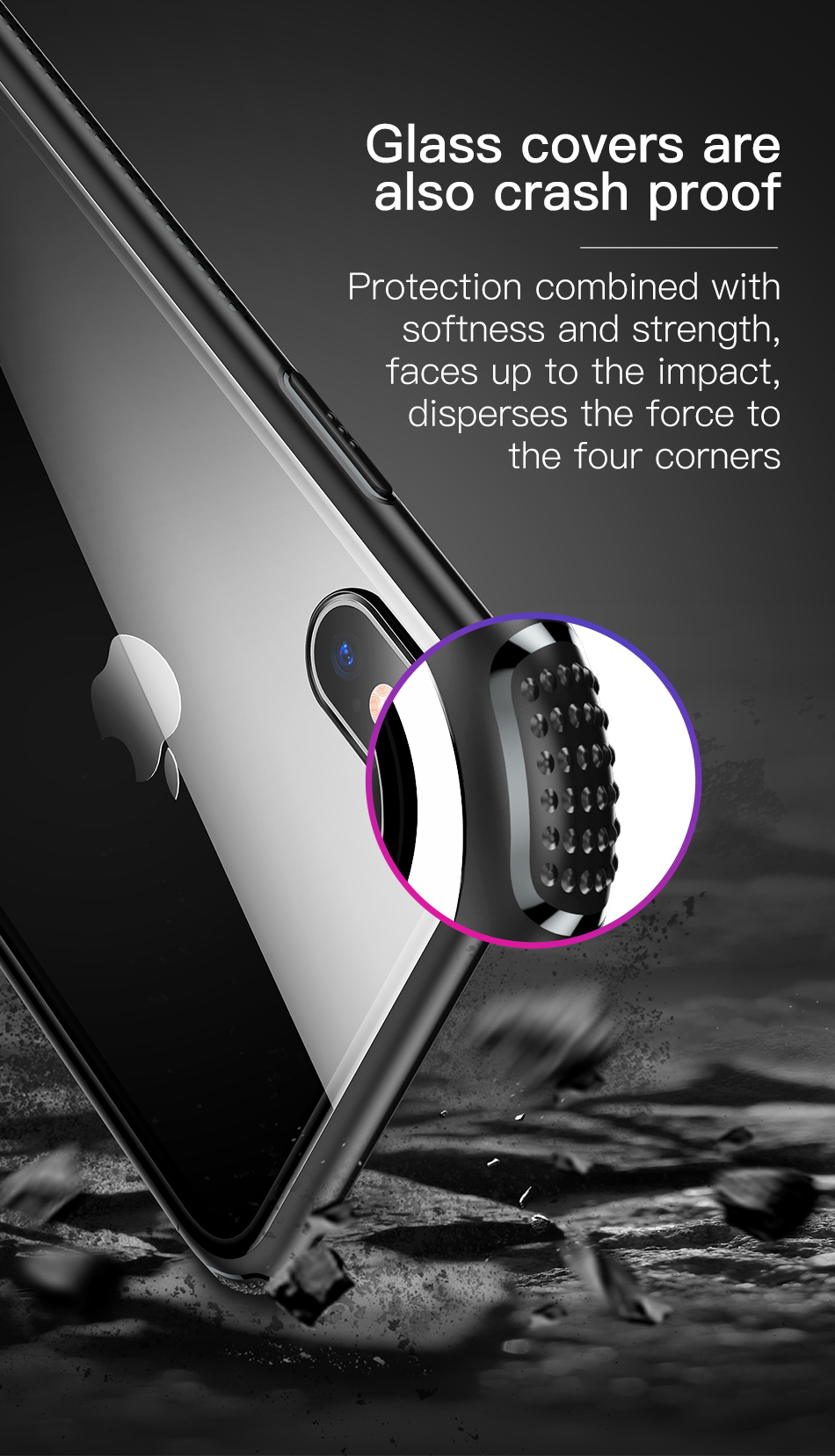 Baseus-Protective-Case-For-iPhone-XS-Clear-Scratch-Resistant-Tempered-Glass-Back-CoverSoft-TPU-Frame-1357558-6
