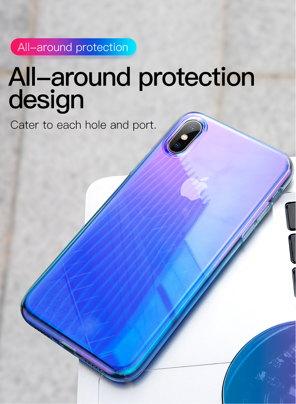 Baseus-Protective-Case-For-iPhone-XS-Gradient-Glow-Shockproof-Soft-TPU-Back-Cover-1371010-8