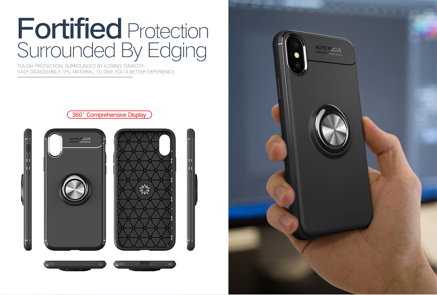 C-KU-Protective-Case-For-iPhone-XS-360ordm-Rotating-Ring-Grip-Kicktand-Back-Cover-1378405-11
