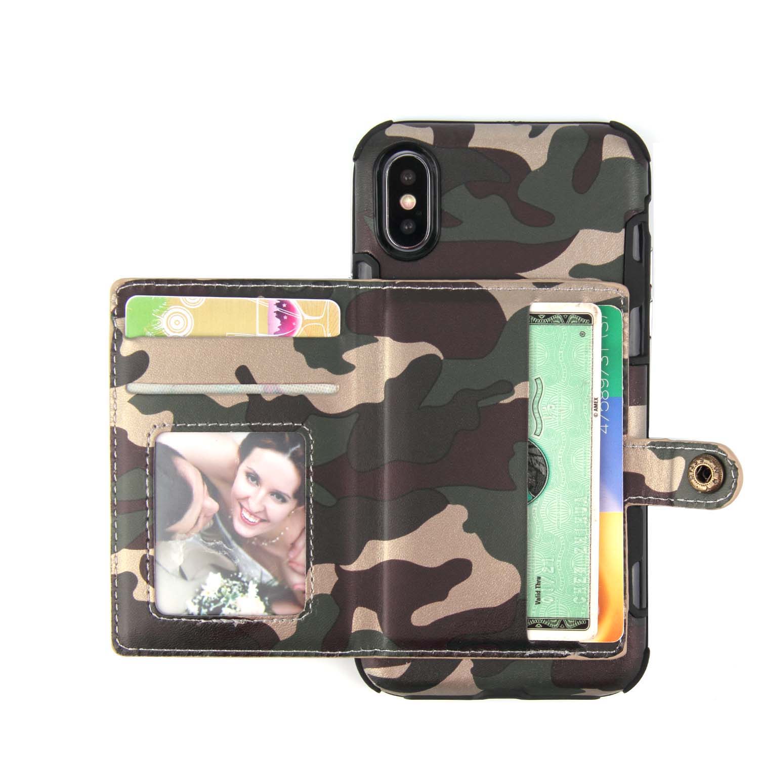 Camouflage-Wallet-Card-Slots-Protective-Case-For-iPhone-X-PU-LeatherTPU-Cover-1308429-2