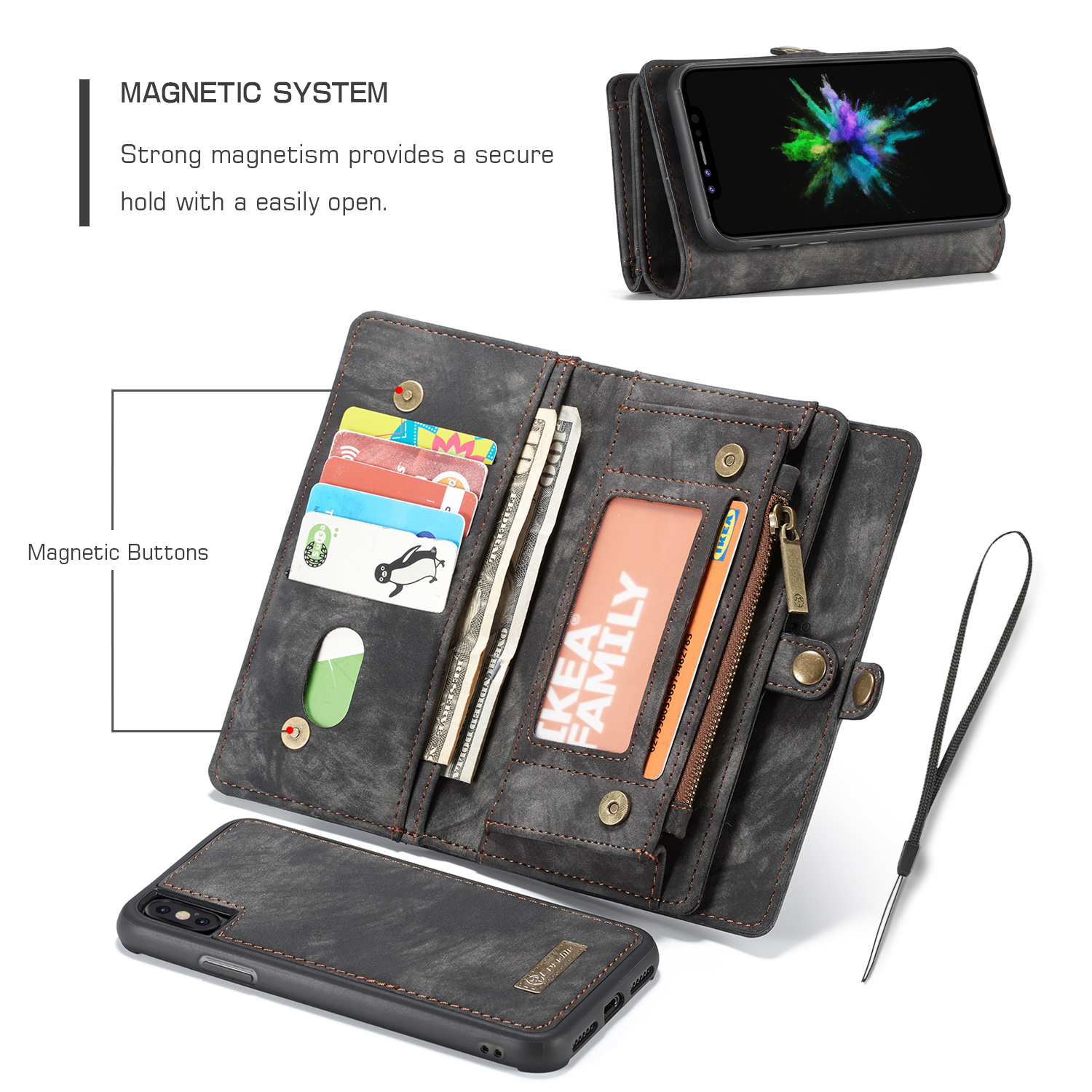 Caseme-Magnetic-Detachable-Zipper-Wallet-Cash-Pocket-Card-Slots-Protective-Case-For-iPhone-XS-Max-1385347-3