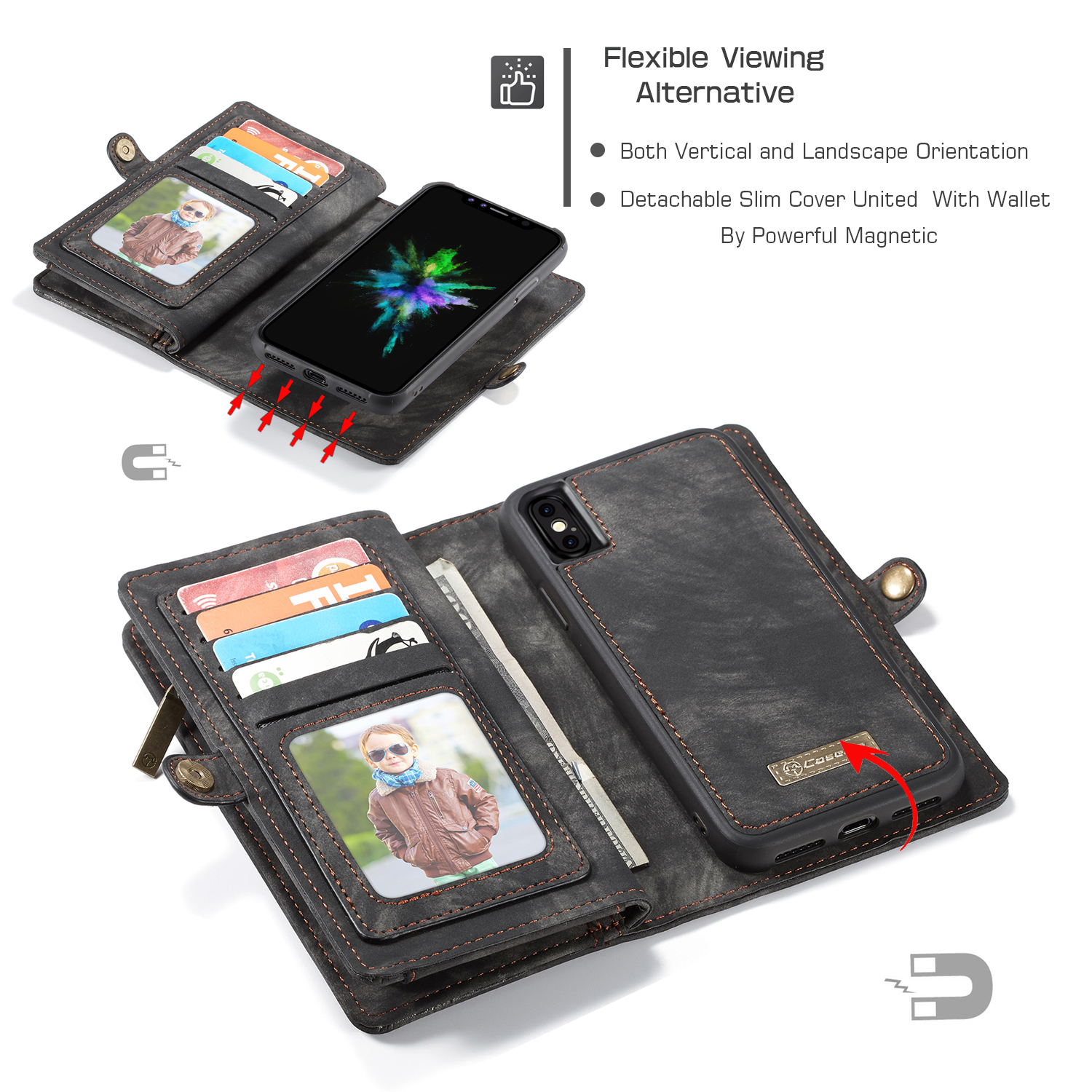 Caseme-Magnetic-Detachable-Zipper-Wallet-Cash-Pocket-Card-Slots-Protective-Case-For-iPhone-XS-Max-1385347-5