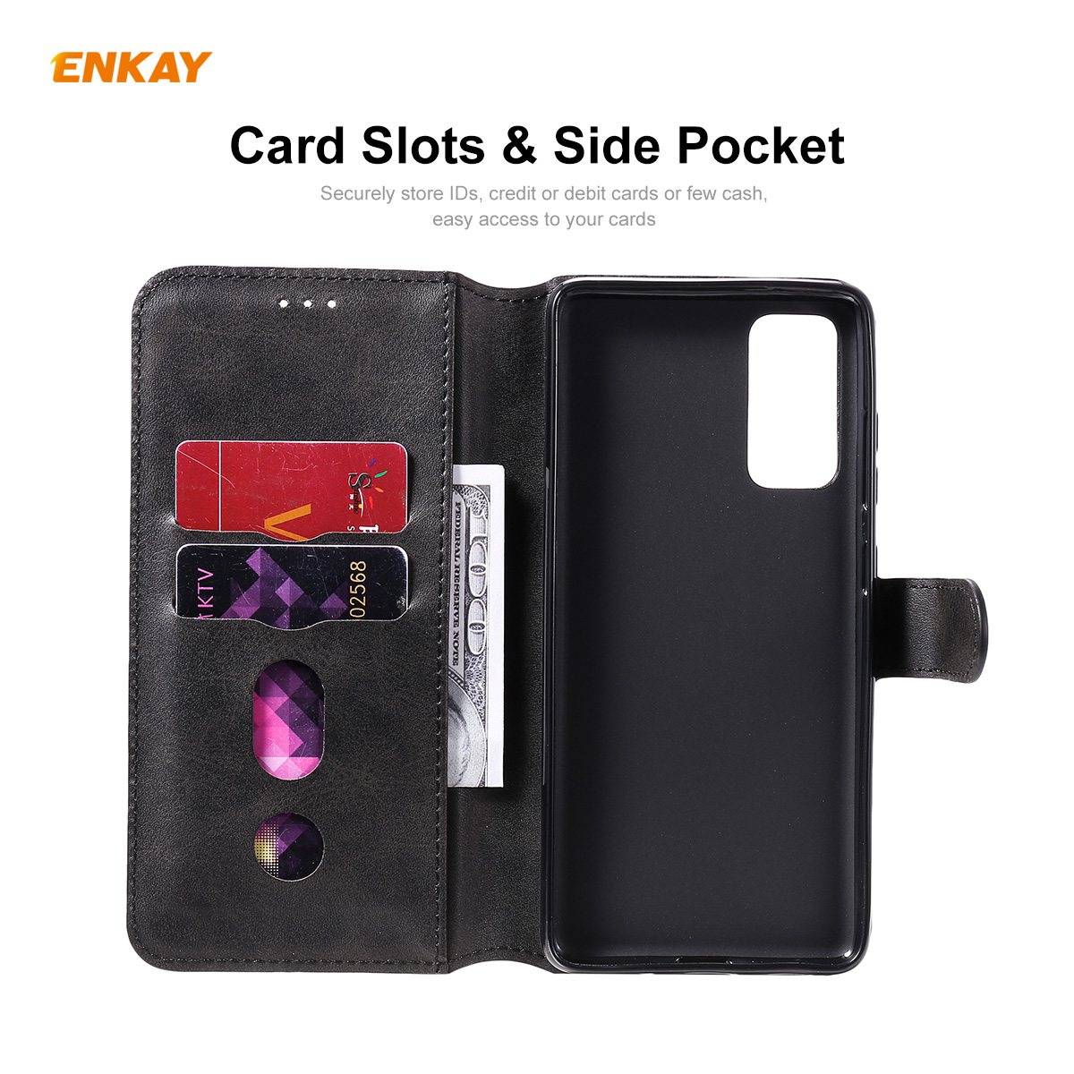 ENKAY-for-POCO-X3-PRO---POCO-X3-NFC-Case-Magnetic-Flip-with-Multi-Card-Slot-Stand-PU-Leather--TPU-Sh-1789338-2