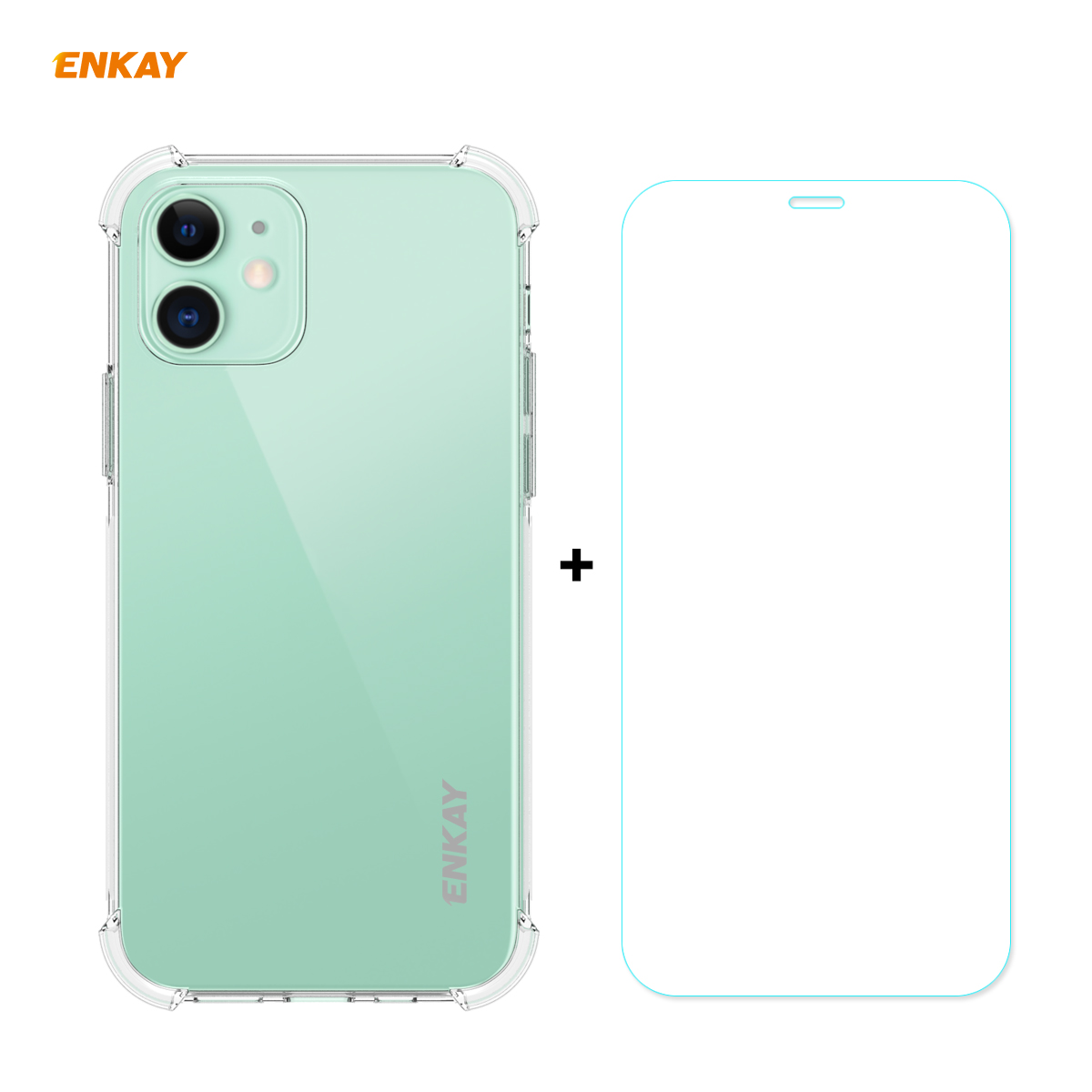 Enkay-2-in-1-for-iPhone-12-Mini-Accessories-with-Airbags-Non-Yellow-Transparent-TPU-Protective-Case--1770213-1