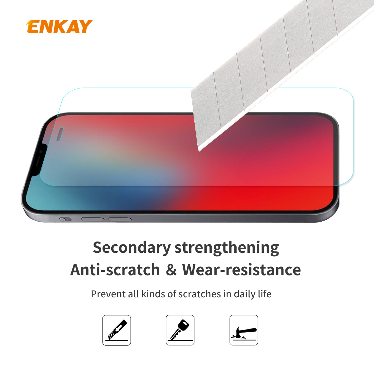 Enkay-2-in-1-for-iPhone-12-Mini-Accessories-with-Airbags-Non-Yellow-Transparent-TPU-Protective-Case--1770213-3