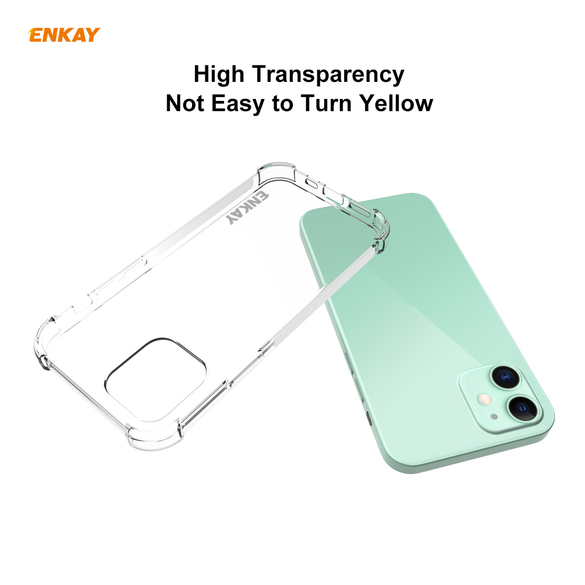Enkay-2-in-1-for-iPhone-12-Mini-Accessories-with-Airbags-Non-Yellow-Transparent-TPU-Protective-Case--1770213-6