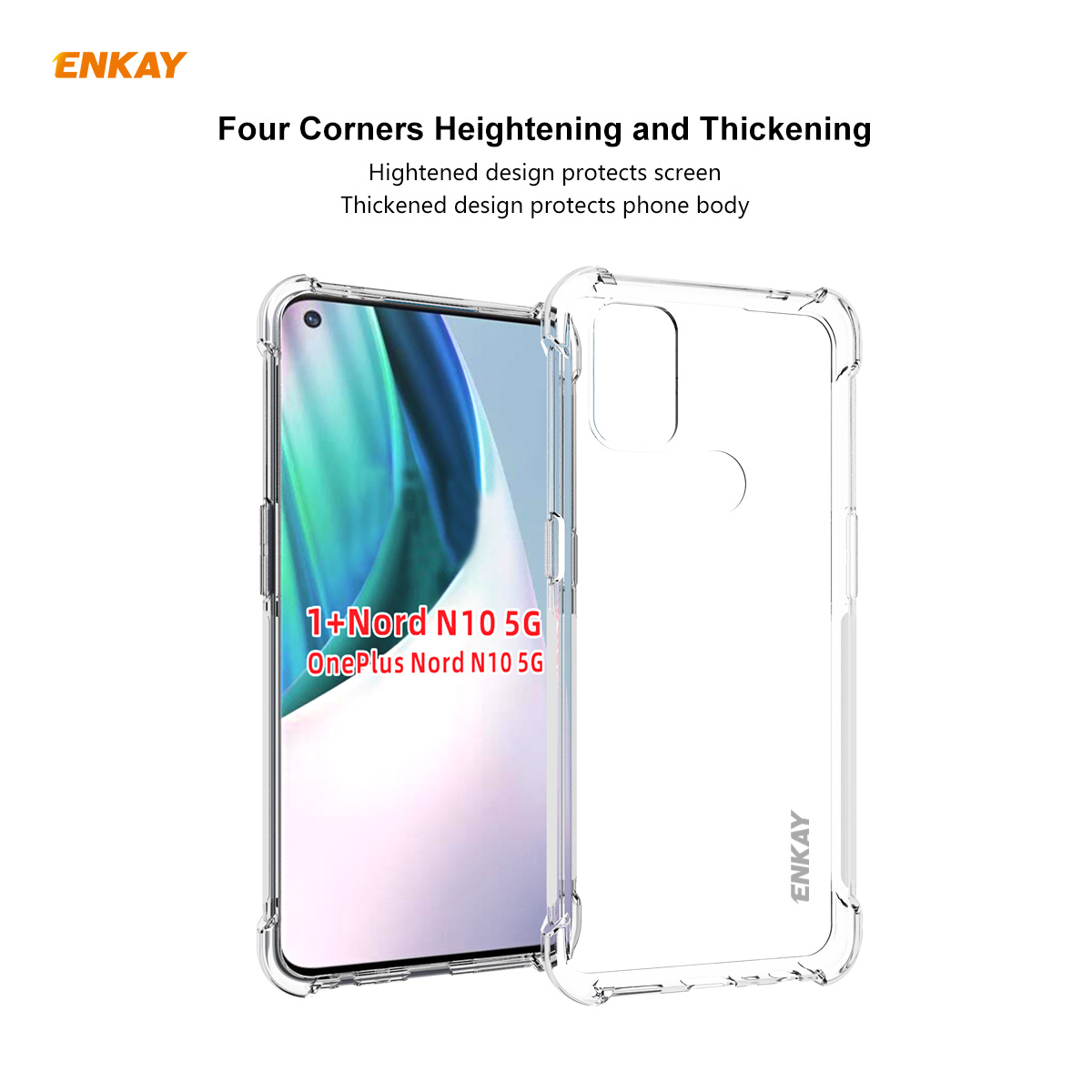 Enkay-for-OnePlus-Nord-N10-5G-Case-with-Airbags-Anti-Fingerprint-Non-Yellow-Transparent-TPU-Protecti-1783637-1
