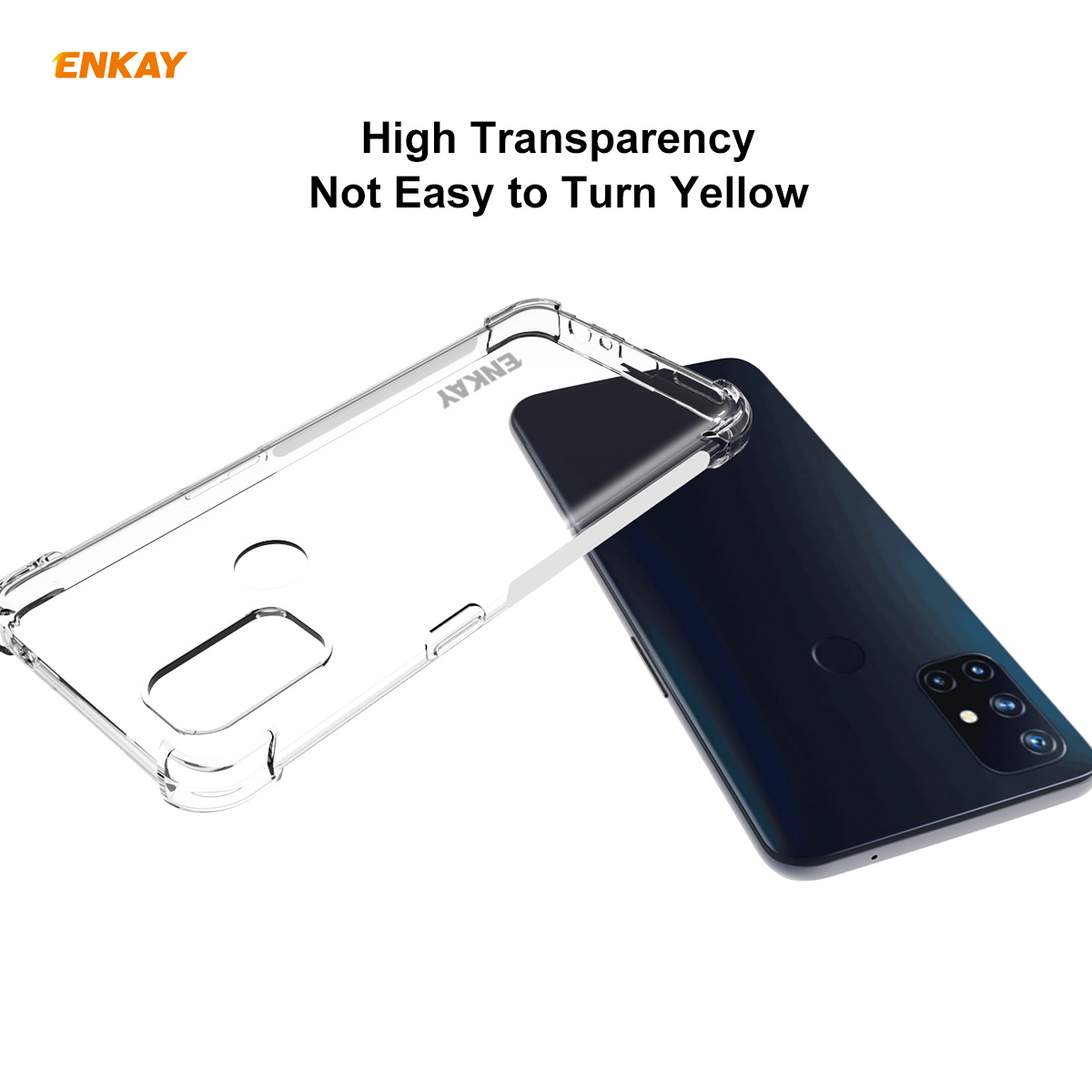 Enkay-for-OnePlus-Nord-N10-5G-Case-with-Airbags-Anti-Fingerprint-Non-Yellow-Transparent-TPU-Protecti-1783637-2