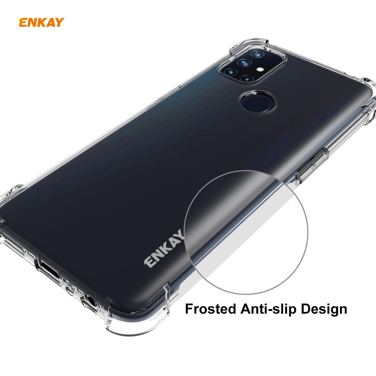Enkay-for-OnePlus-Nord-N10-5G-Case-with-Airbags-Anti-Fingerprint-Non-Yellow-Transparent-TPU-Protecti-1783637-4