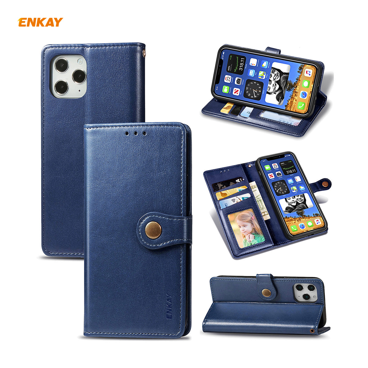 Enkay-for-iPhone-12-Pro-Max-Case-Retro-Litchi-Pattern-Flip-with-Mutiple-Card-Slots-Wallet-Stand-PU-L-1755116-1