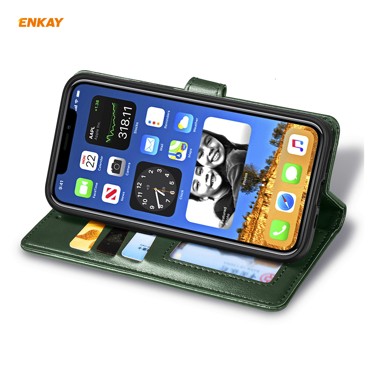 Enkay-for-iPhone-12-Pro-Max-Case-Retro-Litchi-Pattern-Flip-with-Mutiple-Card-Slots-Wallet-Stand-PU-L-1755116-11