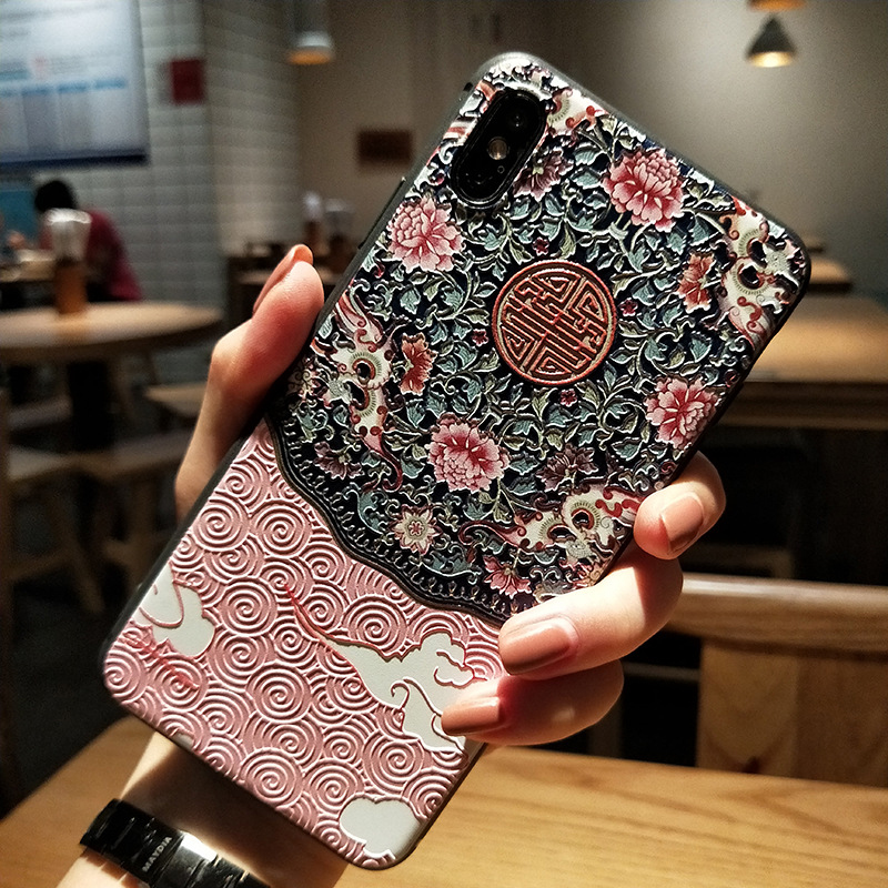 Fashion-Chinoiserie-Auspicious-Clouds-Pattern-3D-Embossed-Anti-slip-Anti-fingerprint-Shockproof-TPU--1435774-2