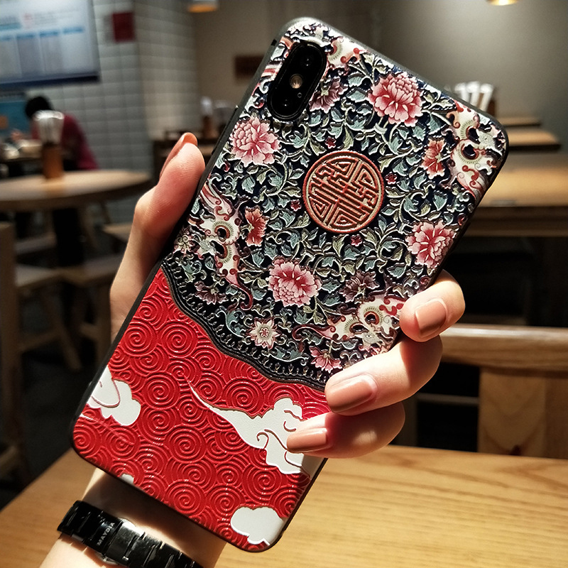 Fashion-Chinoiserie-Auspicious-Clouds-Pattern-3D-Embossed-Anti-slip-Anti-fingerprint-Shockproof-TPU--1435774-3