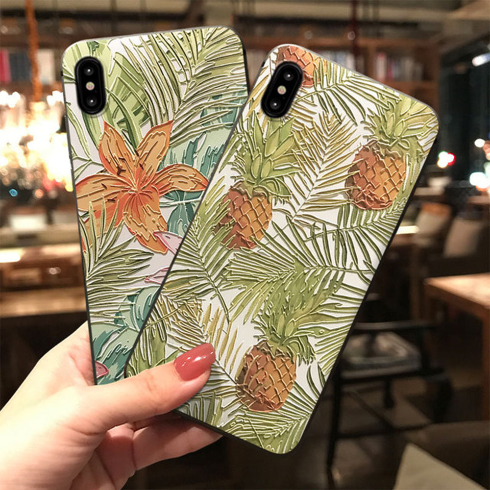 Fashion-Leaf-Pattern-Embossed-Shockproof-Anti-slip-Non-yellow-Protective-Case-for-iPhone-X--XS--XS-M-1543290-3