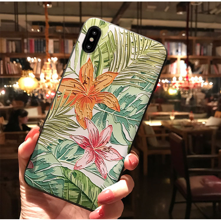 Fashion-Leaf-Pattern-Embossed-Shockproof-Anti-slip-Non-yellow-Protective-Case-for-iPhone-X--XS--XS-M-1543290-4