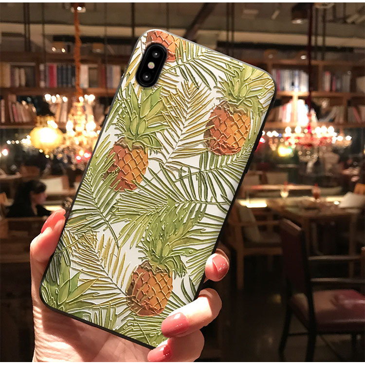 Fashion-Leaf-Pattern-Embossed-Shockproof-Anti-slip-Non-yellow-Protective-Case-for-iPhone-X--XS--XS-M-1543290-5