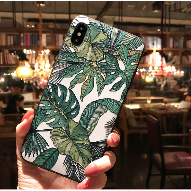 Fashion-Leaf-Pattern-Embossed-Shockproof-Anti-slip-Non-yellow-Protective-Case-for-iPhone-X--XS--XS-M-1543290-6