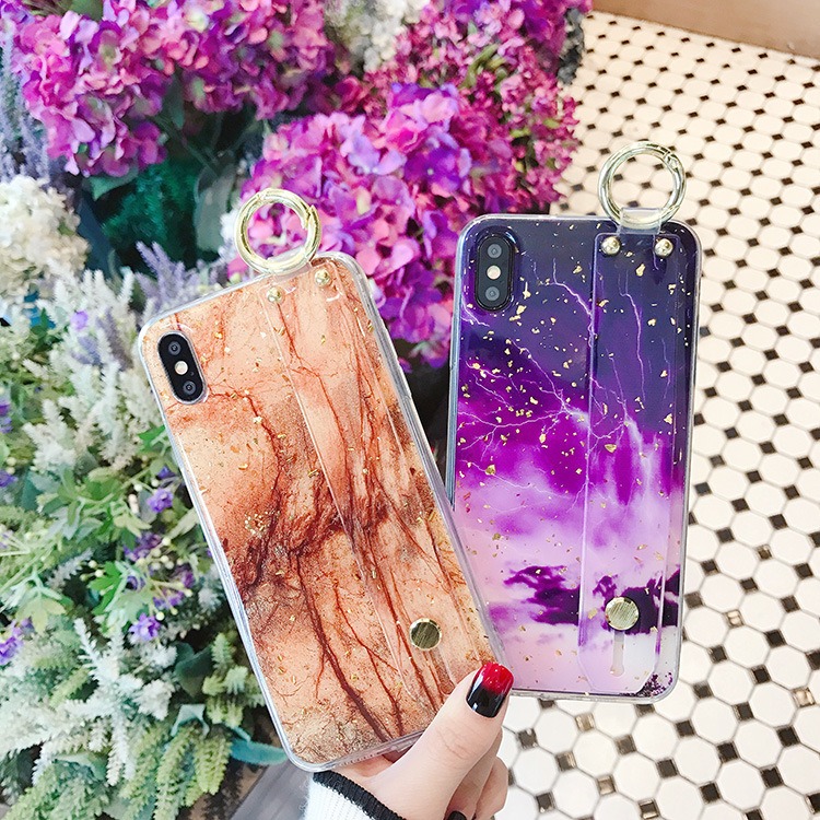 Fashion-Marble-Pattern-with-Wrist-Strap-Bracket-Shockproof-Epoxy-TPU-Protective-Case-for-iPhone-X--X-1447440-2