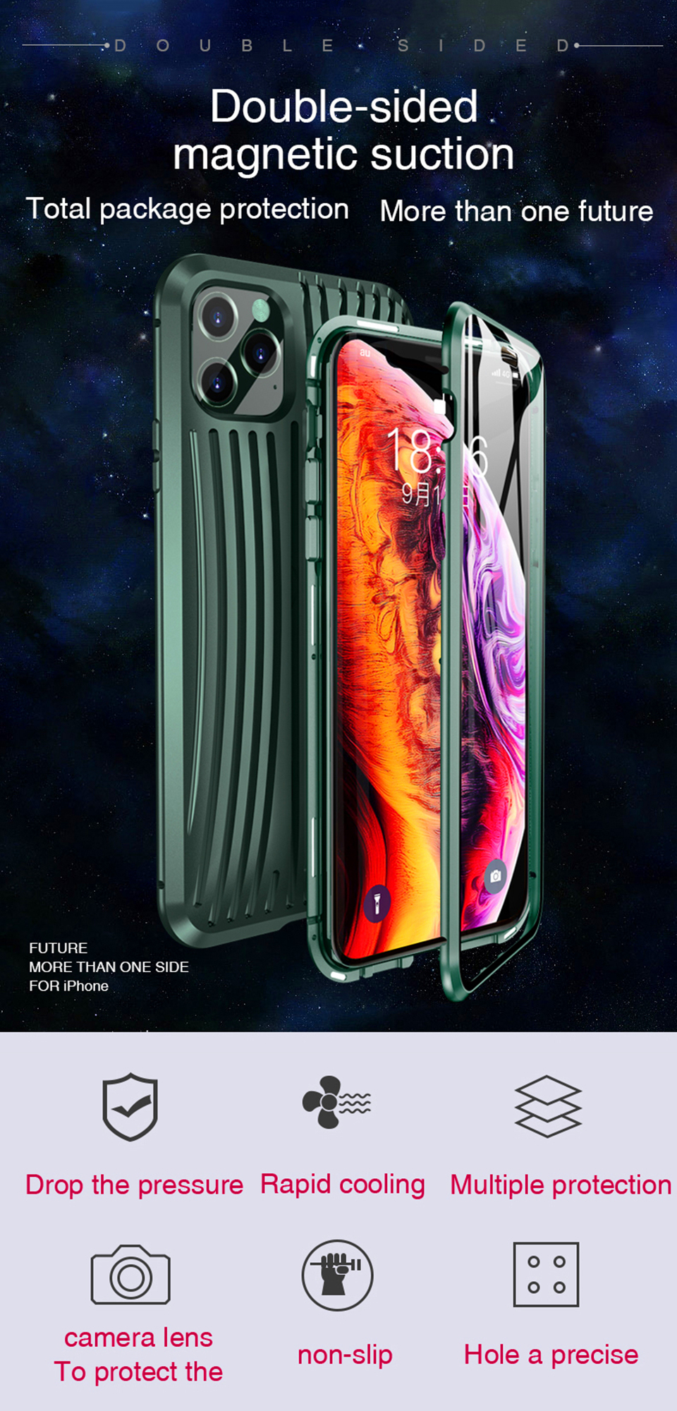 Fast-Cooling-Bakeey-for-iPhone-11-Case-360ordm-Magnetic-Flip-Touch-Screen-9H-Tempered-Glass--Hollow--1756642-2