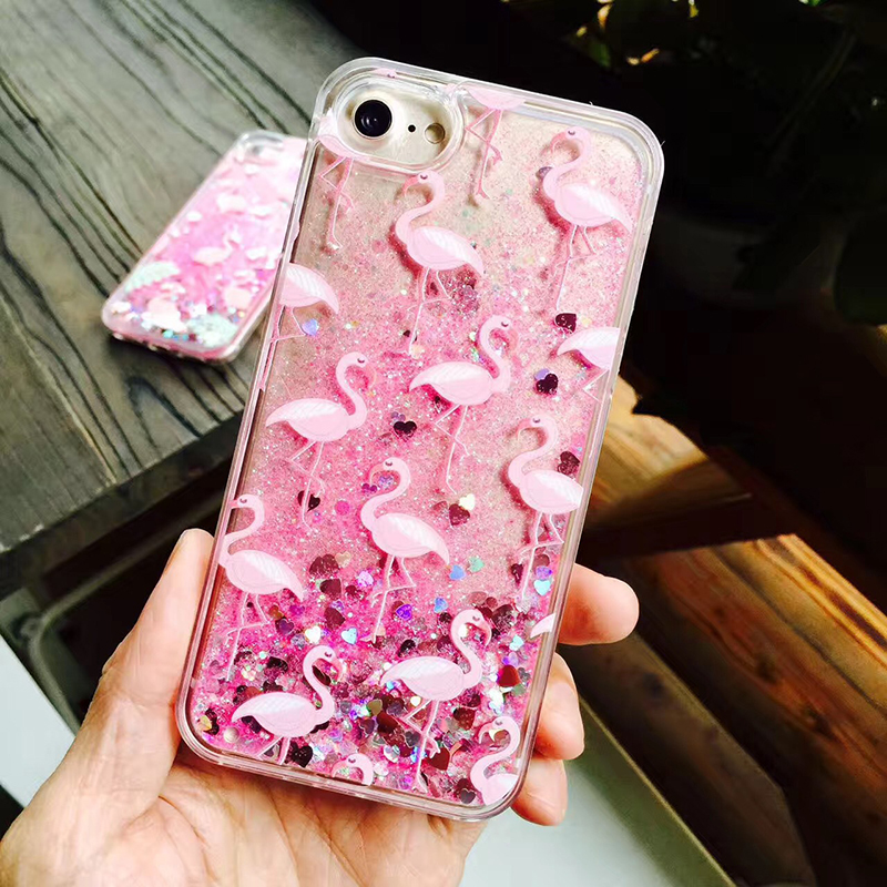 Flamingos-Dynamic-Glitter-Quicksand-Hard-PC-Protective-Case-for-iPhone-66s77-Plus-1300749-4