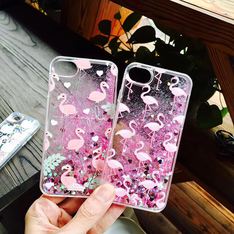 Flamingos-Dynamic-Glitter-Quicksand-Hard-PC-Protective-Case-for-iPhone-66s77-Plus-1300749-5