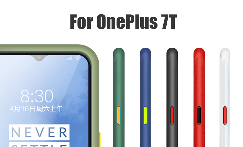 For-OnePlus-7T-Case-Bakeey-Armor-Shockproof-Anti-fingerprint-Matte-Translucent-Hard-PCSoft-TPU-Edge--1615973-1